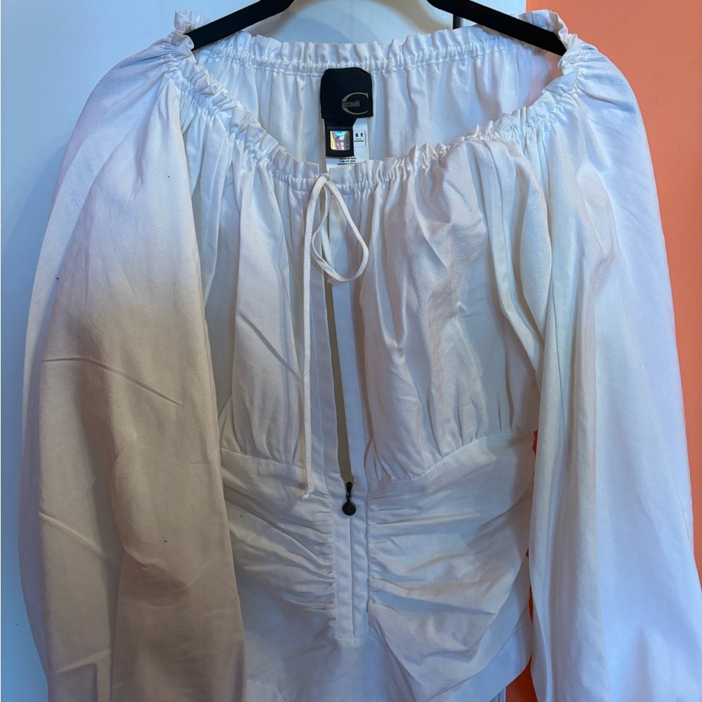 Just Cavalli White Off-Shoulder Blouse